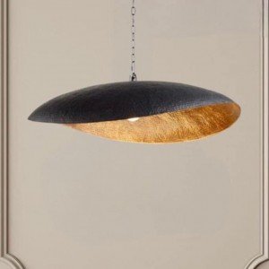 Moroccan Hammered Lampshade, Hanade Moroccan Leaf, Black Out Gold In, Brass Handmade Lamp - Letsgosale.com