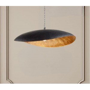 Moroccan Hammered Lampshade, Hanade Moroccan Leaf, Black Out Gold In, Brass Handmade Lamp - Letsgosale.com