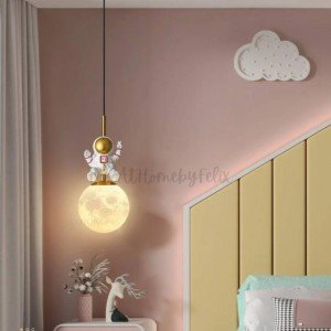 Minimalist Room Bedside Pendant Light Luxury Chandelier Children's Bedroom Moon Lamp Astronaut Home Light Decor - Letsgosale.com