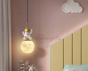 Minimalist Room Bedside Pendant Light Luxury Chandelier Children's Bedroom Moon Lamp Astronaut Home Light Decor - Letsgosale.com