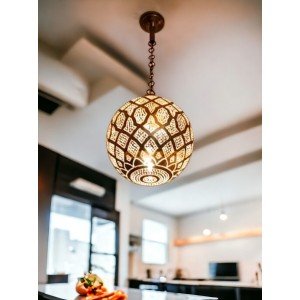 Pendant Light Moroccan Brass Chandelier, Ball Brass Lampshade, Moroccan Pendant Light, Moroccan-inspired Brass Chandelier, Moroccan Lamp - Letsgosale.com
