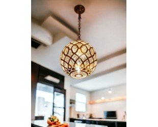Pendant Light Moroccan Brass Chandelier, Ball Brass Lampshade, Moroccan Pendant Light, Moroccan-inspired Brass Chandelier, Moroccan Lamp - Letsgosale.com