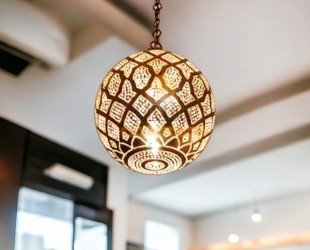 Pendant Light Moroccan Brass Chandelier, Ball Brass Lampshade, Moroccan Pendant Light, Moroccan-inspired Brass Chandelier, Moroccan Lamp - Letsgosale.com