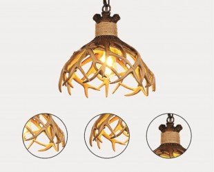 Antler Pendant Light Fixture, Ceiling Light for Kitchen Island, Deer Horn Resin Antler Lighting Fixture - Letsgosale.com