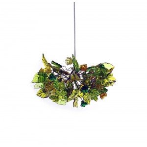 Ceiling Light Fixture With Green Flowers and Leaves Pendant Light for Rooms, Bedroom, Bathroom - Letsgosale.com