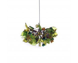Ceiling Light Fixture With Green Flowers and Leaves Pendant Light for Rooms, Bedroom, Bathroom - Letsgosale.com