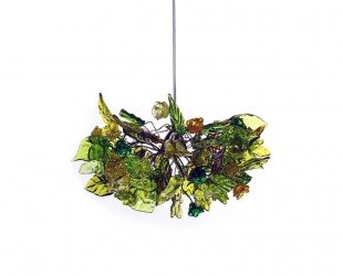 Ceiling Light Fixture With Green Flowers and Leaves Pendant Light for Rooms, Bedroom, Bathroom - Letsgosale.com