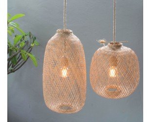 Bamboo Pendant Light Handmade Wooden Pendant Lamp Hanging Repurposed Fishing Trap Basket, Hanging Natural Woven E27 Boho Rustic Lamp World - Letsgosale.com