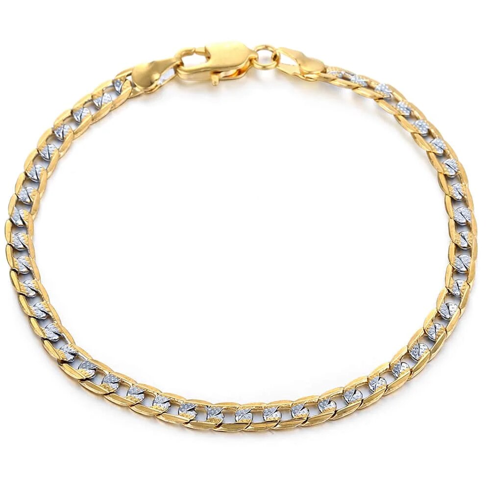 4mm-Flat-Hammered-Curb-Cuban-Necklace-Bracelet-Set-Gold-Color-Mix-Silver-Color-for-Women-Men--Jewelr